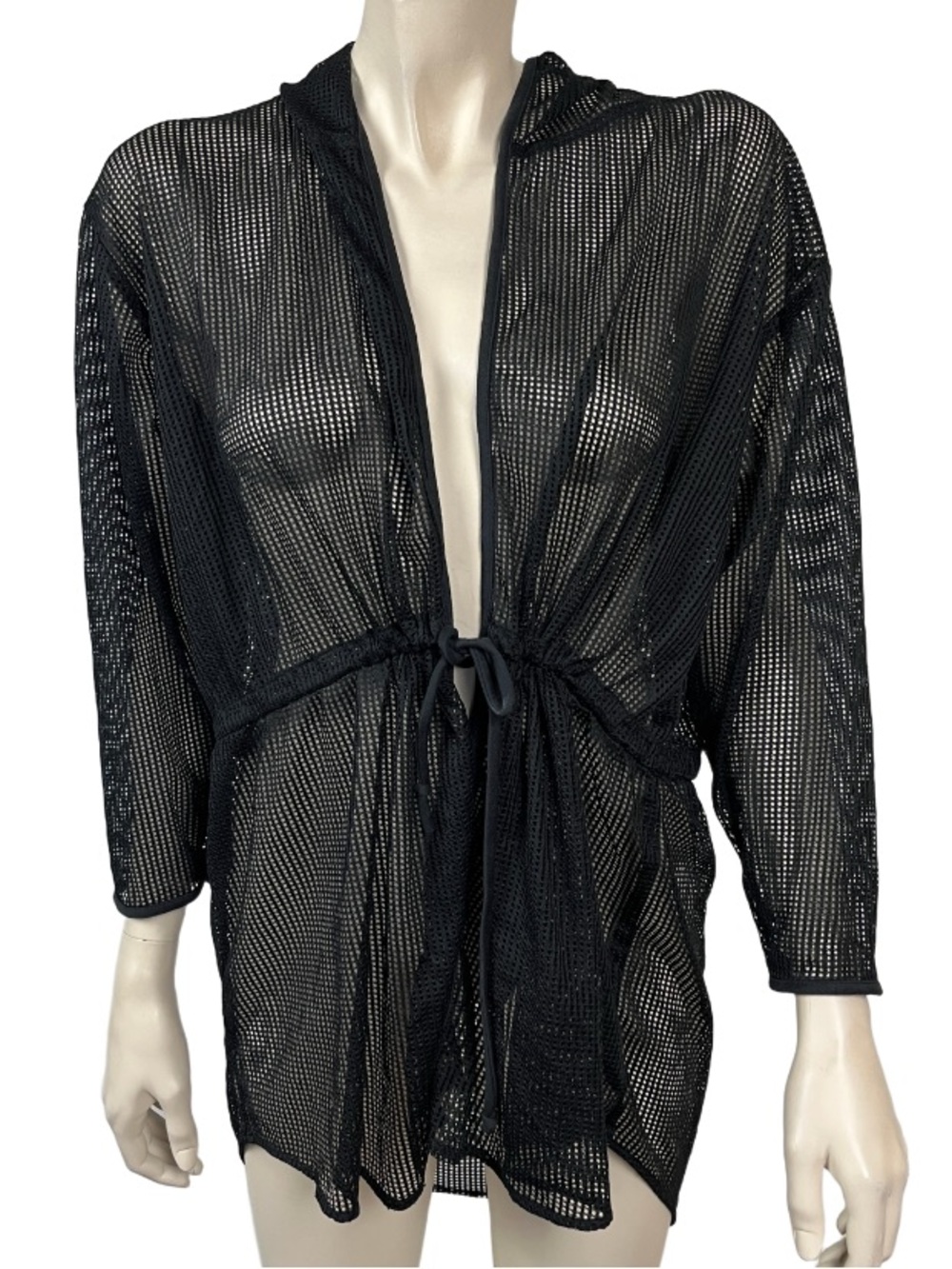 Vintage Dotti Black Mesh Hooded Swim Cover